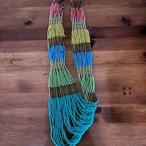 Multi color Bohemian style beaded necklace
